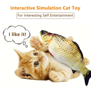 30CM Animal de casă Pisică Jucărie USB Electric Datul Simulare Pește Jucării pentru Pisici Guma de Joc Musca Catnip Umplute Interactive Jucărie de Pluș