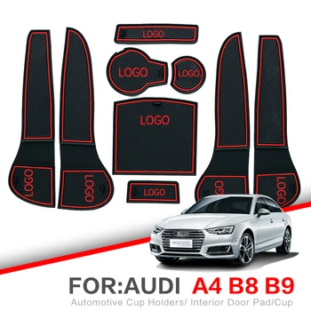 ZUNDUO Anti-Alunecare Poarta Slot Mat pentru Audi A4 B8 B9 2008-2019 RS4 S4 S line RS 4 Accesorii Ușa Pad Masina Titularii de Ceașcă ROSU ALB