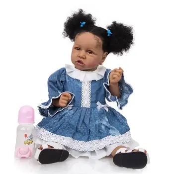 Plin de silicon KEIUMI 57 CM Silicon Moale Renăscut Baby Dolls 2020 Moda Copilul Boneca Pielea bronzata Baie Papusa Jucării pentru Copii Playmate