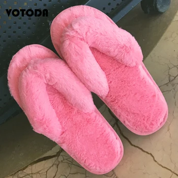 Femei de iarnă Acasă, Papuci de casă Faux Blana Caldă Diapozitive Etaj Interior Pluș Flip Flops Femeie din Bumbac Moale Papuci Non-alunecare Pantofi Plat