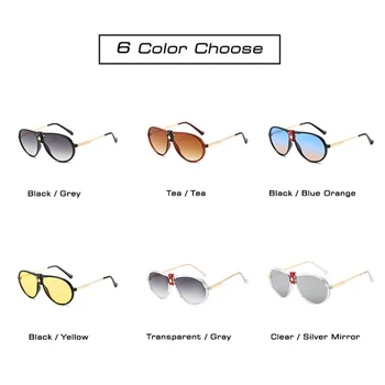 DECI&EI de Moda Supradimensionate Pilot Bărbați ochelari de Soare de Designer de Brand Gradient Lens Eyewear Femei din Piele Rotund Ochelari de Soare Oculos UV400
