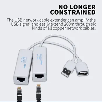 USB 2.0 de 200 m Extender Peste Ethernet RJ45 Cablu USB2.0 RJ45 200M Extensie Adaptor TX RX Expeditor Receptor
