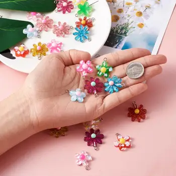 24buc Margarete Minunat de Flori & Rășină Pandantive Mixt Color pentru DIY Colier Cercei Breloc de Bijuterii a Face Constatări