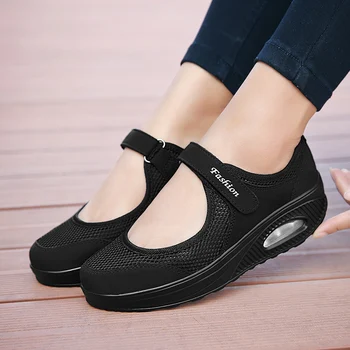 Neagră, Adidași De Moda Femei Plat Pantofi Platforma Femeie Ochiurilor De Plasă Respirabil De Funcționare Mocasin Zapatos Mujer Doamnelor Barca