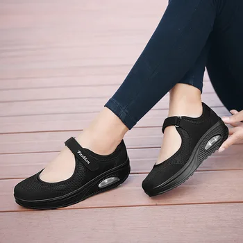 Neagră, Adidași De Moda Femei Plat Pantofi Platforma Femeie Ochiurilor De Plasă Respirabil De Funcționare Mocasin Zapatos Mujer Doamnelor Barca