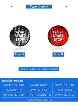 Pentru Toyota86 Corolla Vios Camry RAV4 CHR Real Fibra de Carbon Motor Auto Start-Stop Buton de Comutare Garnitura Capac Autocolante, Decalcomanii Stying
