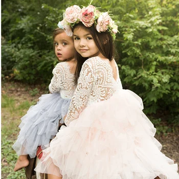Copii Fată Dress 2018 Copii Ceremonia De Rochii De Partid Tul Dantela Fata De Flori Rochie De Mireasa Fetita De Absolvire Rochie
