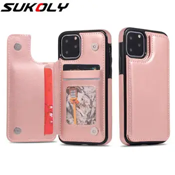 Sukoly Caz Pentru iPhone 11 XR XS MAX 5S 6s 7 8 Plus Piele PU Flip Portofel Fotografia Titularului de Acoperire Pentru Samsung A50 A70 A40 S10 S9 8