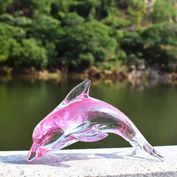 Sticla delfin statuie decor creativ meșteșuguri mici ornamente rezervor de pește peisaj de animale de mare cadouri