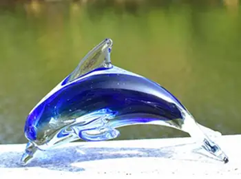 Sticla delfin statuie decor creativ meșteșuguri mici ornamente rezervor de pește peisaj de animale de mare cadouri