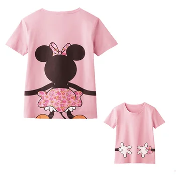 Tata și cu Mine T-shirt de Vară, Mama și Fiica Haine Băieți și Fete Mickey Minnie Imprimare de Familie de Top Potrivire Mouse-ul Haine de Bumbac