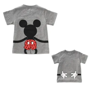 Tata și cu Mine T-shirt de Vară, Mama și Fiica Haine Băieți și Fete Mickey Minnie Imprimare de Familie de Top Potrivire Mouse-ul Haine de Bumbac