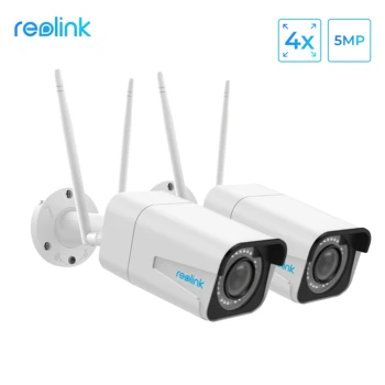 Reolink RLC-511W 2 Pack Camera WiFi 2.4 G/5G 4MP/5MP Bullet Camera IP 4x Zoom Optic Slot pentru Card SD Viziune de Noapte Camera de 5MP