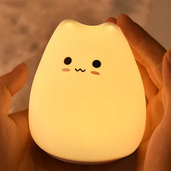 Youpin de Desene animate drăguț pisica silicon lampă cu LED-uri colorate schimbarea dormitor pentru copii Veioza cadouri creative