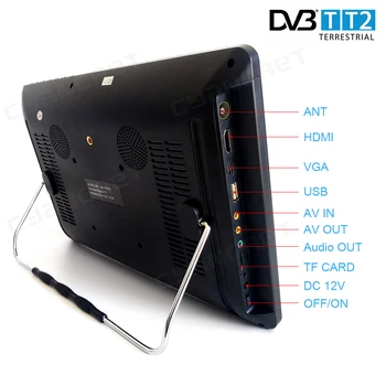 Portabil TV DVB-T2 tdt 12 inch de Televiziune Digitală și Analogică mini Masina mica de TELEVIZIUNE NS-1003D pentru Suport Monitor HDMI PVR H. 265 AC3