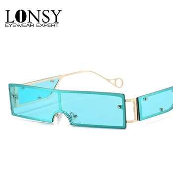 LONSY Epocă Pătrat Mic Cadru ochelari de Soare pentru Femei Brand de Lux fără ramă Dreptunghi de Moda Gradient de Ochelari de Soare Retro Nuante UV400