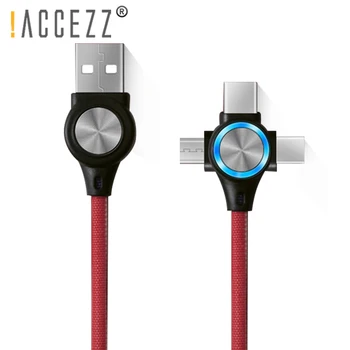 !ACCEZZ 3 în 1 Cablu USB cu LED 8pini Pentru iPhone X 8 XS Plus Micro USB de Tip C, Încărcare Rapidă Sincronizare Cablu de Date Pentru Xiaomi, Huawei Taxa