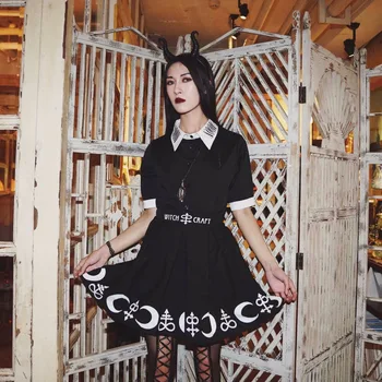 2020 Femei Lună Scrisori De Imprimare Gotic Topuri Vintage Maneca Scurta Tricou Negru Punk Harajuku Întuneric Goth Bluza Plus Dimensiune