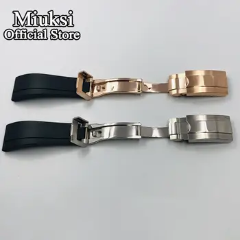 Miuksi 20mm negru de cauciuc curea de ceas cu argint/aur roz oțel cataramă se potrivesc 40mm caz ceas de barbati curea