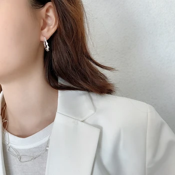Silvology Argint 925 poftă de mâncare Țese Hoop Cercei Western Stil Minimalist Cercei pentru Femeile Gros Bijuterii la Modă