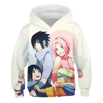 4-14 Ani Copii 3D Anime Naruto Sweatershirt Nou Haine de Iarnă de Desene animate Fete de Cald Topuri Pulover de Toamna Pentru Baieti Streetwear