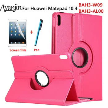 Caz pentru Huawei MatePad 10.4 BAH3-W09 BAH3-AL00 360 Rotativ din Piele PU husa pentru Huawei Honor V6 Case +Screen Film+Pen