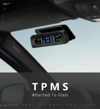 Trio TPMS Controlul Automat al Luminozității Solare de Putere Masina de monitorizare a Presiunii în Anvelope Sistemul Reglabil Ecran LCD Wireless 4 Anvelope