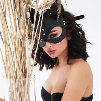 Comeonlover Cosplay Fetish Masca Pisica de Lux Mascarada Erotic Masca Sexy Femei Carnaval de Halloween Faux din Piele Măști CI80952