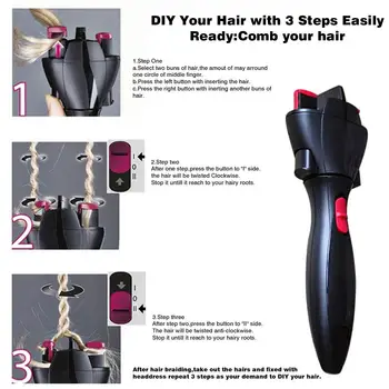 Automat Hair Braider Electric la Modă de Păr Împletitură de Mașină Instrument DIY Twister cu Role pentru Ondulator de Par Instrument de Styling