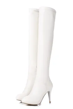 Dimensiunea personalizate 32-45 Iarna Femei Neagră Lungă Tocuri de 10 cm Peste Genunchi cu Fermoar, Botine din Piele Zapatos De Mujer Cizme Pantofi T601