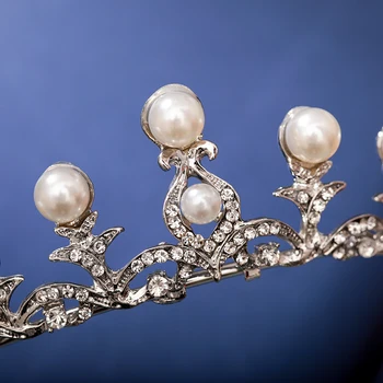 Culoare argintiu Pearl Stras Coroana și Diadema de Mireasa Nunta Accesorii de Par Pentru Femei de Nunta Accesorii Mireasa Tiara Coroana