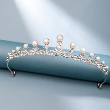 Culoare argintiu Pearl Stras Coroana și Diadema de Mireasa Nunta Accesorii de Par Pentru Femei de Nunta Accesorii Mireasa Tiara Coroana