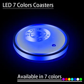 7 Culori Mașină de Încărcare USB LED Luminos de Apă Coaster pahare Suport pentru Skodas Octavia Kodiaq Fabia Rapidă Superb A5 A7 2 Kamiq Karoq
