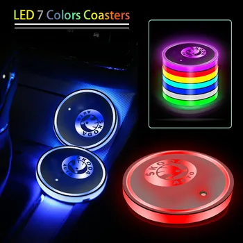 7 Culori Mașină de Încărcare USB LED Luminos de Apă Coaster pahare Suport pentru Skodas Octavia Kodiaq Fabia Rapidă Superb A5 A7 2 Kamiq Karoq