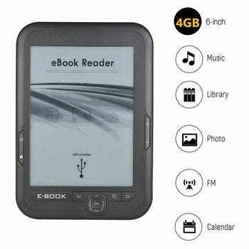 6 Inch, 4GB Ebook Reader cu E-Ink Capacitiv E Carte Lumină Eink Sn E-Book E-Ink E-Cititor MP3 cu Caz, WMA PDF HTML