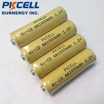 4buc PKCELL 1000mAh 1.2 V NiCd AA Reîncărcabile Industrail Baterii Buton de Sus