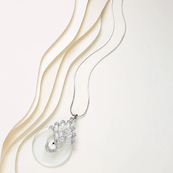 Meyfflin Femei Lanț De Argint Colier Lung Collier Femme Moda Opal Păun Cravată Coliere & Pandantive Pulover Bijuterii 2020