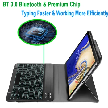Caz pentru Samsung Galaxy Tab S4 10.5 Caz de Tastatură T830 T835 SM-T830 SM-T835 Acoperă 7 Culori, cu iluminare din spate Bluetooth Keyboard Funda