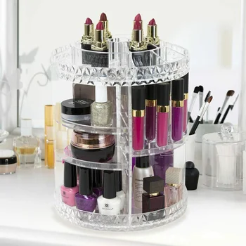 Cosmetice Cutie de Depozitare Transparent Rotativ Cutie de Depozitare Mărfuri Raft pentru Crema Parfum Rujuri