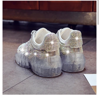 2020 Femei Adidași de Primavara Toamna Femei de Cristal Vulcaniza Pantofi Diamant Respirabil Dantela-up Mujer de Mers pe jos Zapatos