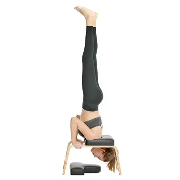 Yoga Headstand Inversiune Bancă Scaun De Fitness Echipament De Antrenament Sală De Gimnastică Acasă Din Lemn Negru Yoga Inversat Scaun Scaun Body-Building