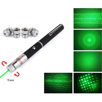 6in1 5mw 405Nm 530Nm 650Nm Roșu Albastru Verde cu Laser Pointer Pix cu Laser, Lanterna + 5 Stele Capace Fascicul de Lumina ,Diafragma, Caleidoscopice