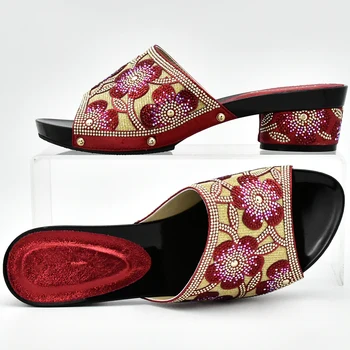 Noul Roșu Stras Femei Pantofi De Nunta De Înaltă Calitate Din Africa Paty Pantofi Deget De La Picior Deschis Sexy Si Damele De Pantofi De Femei Italiene Pompe De Nunta