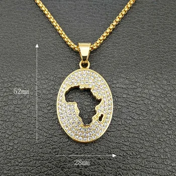 Hip Hop de Gheață Afară din Africa Harta Coliere Pandantive de Aur din Oțel Inoxidabil de Culoare Africa Colier Pentru Femei Etiopian Bijuterii XL1299