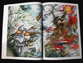 Noi Sculptate Tatuaje Manuscris De Carte Canglong Leu Kirin Rui Animal Șarpe Arta Tatuaj Cărți De Mână Atlas Master A4, 40 Pagini
