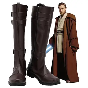Steaua Cosplay Wa Ultimul Cavaler Jedi Obi-Wan Kenobi Cosplay Cizme Din Piele Pantofi Carnaval De Halloween Pantofi Prop Personalizate