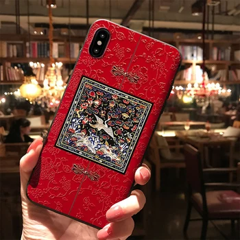 Stil chinezesc cu Flori în Relief Telefon Caz pentru iPhone 6 6S 7 8 Plus X XS MAX XR TPU Moale Capacul din Spate pentru OPPO R15 R17 Capa Coque