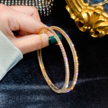 Sexy personalitate exagerat de Mari rotunde de cristal legăna cercei geometrice pentru femei cadouri bijuterii creolă d oreilles femme
