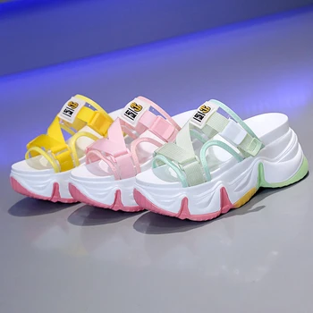 Noi Vara Rainbow papuci Femei Sandale 2020 Multicolor Unic Doamnelor Pantofi Casual Platforma papuci Confortabile de Agrement Femeie