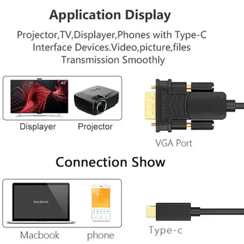SAMZHE Tip C pentru Cablu VGA tata-tata VGA Adaptor Convertor pentru Macbook Google Chromebook Pixel
